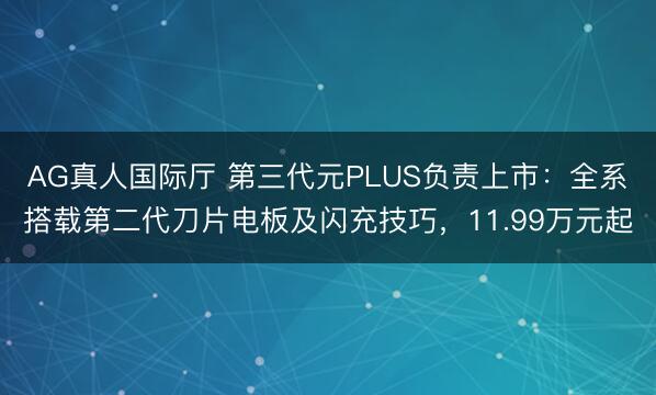 AG真人国际厅 第三代元PLUS负责上市：全系搭载第二代刀片电板及闪充技巧，11.99万元起
