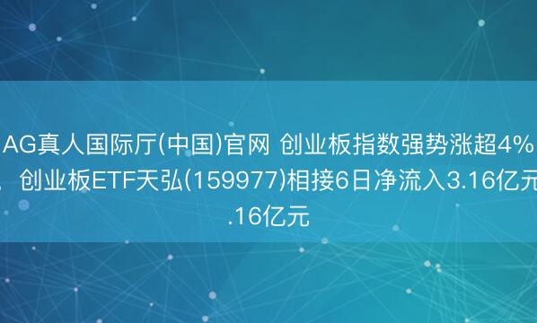 AG真人国际厅(中国)官网 创业板指数强势涨超4%，创业板ETF天弘(159977)相接6日净流入3.16亿元