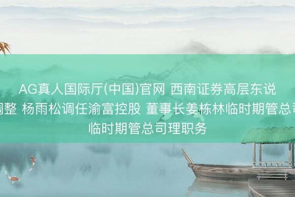 AG真人国际厅(中国)官网 西南证券高层东说念主事调整 杨雨松调任渝富控股 董事长姜栋林临时期管总司理职务