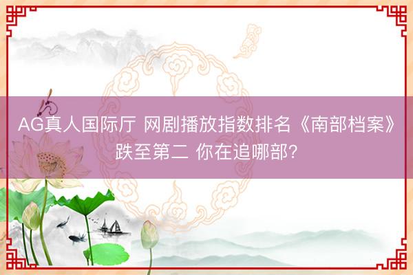 AG真人国际厅 网剧播放指数排名《南部档案》跌至第二 你在追哪部？
